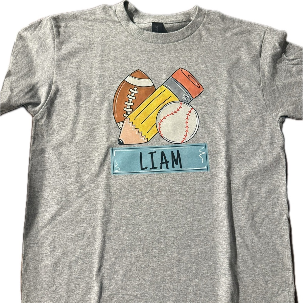 Liam back to school shirt
Gildan heavy cotton size youth medium
New never worn